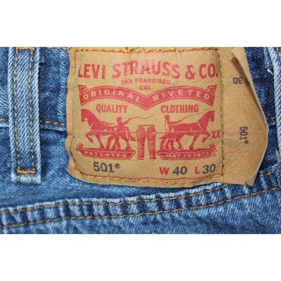 Levi's 501 Jeans Mens 40 x 30 Button Fly Workwear Denim Classic Straight Leg - Picture 8 of 10
